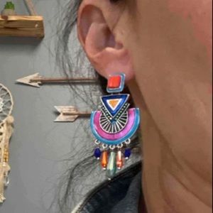 1pair Enamel Earrings, Random Bead Color